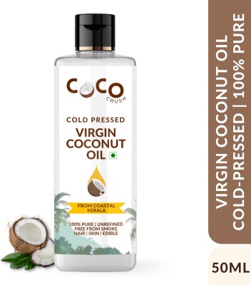 COCO CRUSH Cold pressed Coconut Oil for Hair, Face, & Skin, Pure & Natural Carrier Oil Hair Oil(50 ml)