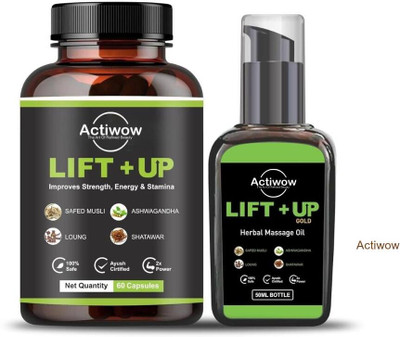 Actiwow Lift Up Oil & Capsule with Safed Musli & Ashwagandha for Muscle Growth(110 ml)