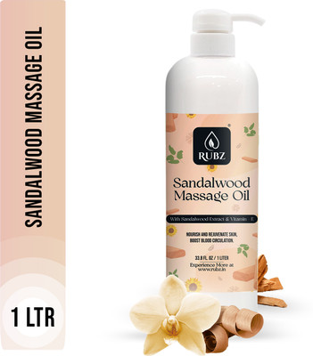 Rubz Sandalwood Massage Oil | Moisturizing & Nourishing Body Massage(1 L)