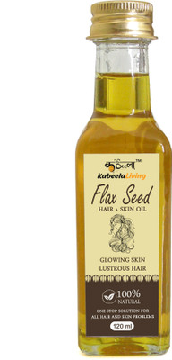 kabeela living Pure Natural Flax Seed Oil, Moisturizing Dry Skin, Body & Hair Care, Alsi Ka Tel(120 ml)