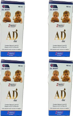 DL MART AD BABY MASSAJ OIL PACK OF 4(400 ml)