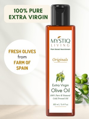 Mystiq Living Extra Virgin Olive Oil (Cold Pressed) For Skin, Hair and Body Massage(100 ml)