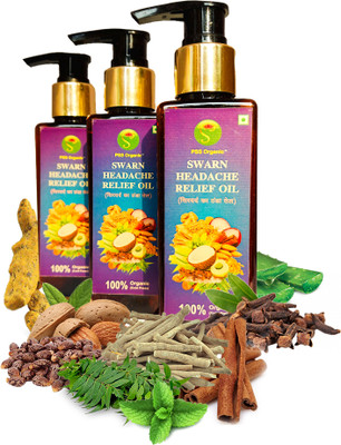 PSS ORGANIC With device of S Swarn Headache Relife Oil | Relaxing & Rejuvenating Cooling Effect Pack Of 3(100 ml)