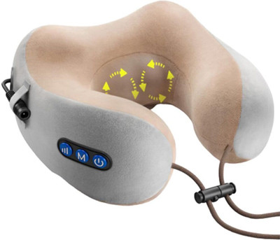 ARG HEALTHCARE ARG U Shaped Shiatsu Technique Neck Pillow/Massager with Vibration for Neck Pain Relief, Cervical, Memory Foam, 2 Kneading Massager(White)