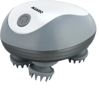 AGARO 34132 SM3675 Rechargeable Electric Scalp Massager,3 Speed Modes,Handheld Portable Massager(Grey & White)