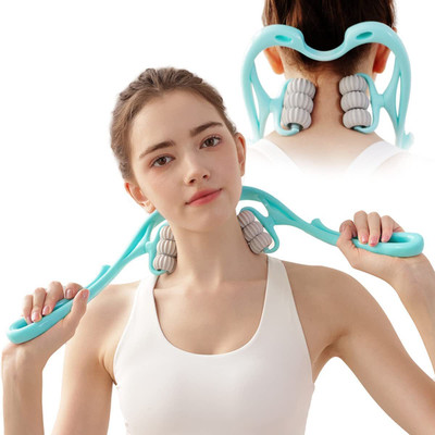 CARTSPACE Trigger Point Rolle Massager Handheld Shoulder Massager Tool with 6 Balls Neck Massager, Trigger Point Roller Massager for Pain Relief Massager(SKYBLUE)