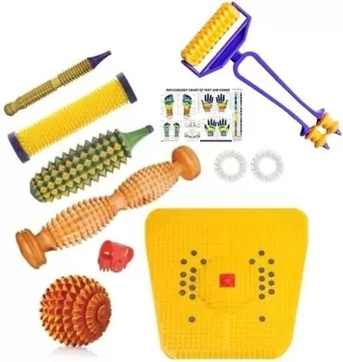 HUG ME HU6 Acupressure 2000 Wooden Full Body Massager Tool Kit Combo with Power Mat Massager(Multicolor)