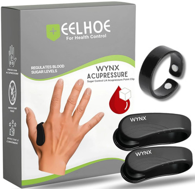 WYNX Complete Wellness Set – Acupressure Ring & 2 Clips for BP Regulation & Sugar Management Massager(Black)