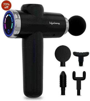 WTP Gun Massager for Pain Relief with 4 Heads & LCD Touch Display Battery Powered - Deep Tissue with 6 Speed Settings for Percussion for Full Body Massager(Black)