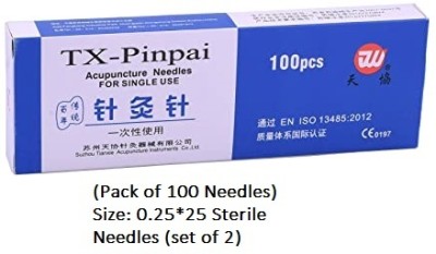 Bella Faccia Acupuncture For Single Use (100 Needles) Size:-0.25*25 Sterile Needles(Set of 2) Sterile Acupuncture Needles for Single use| Non Disposable Needle Massager(White)