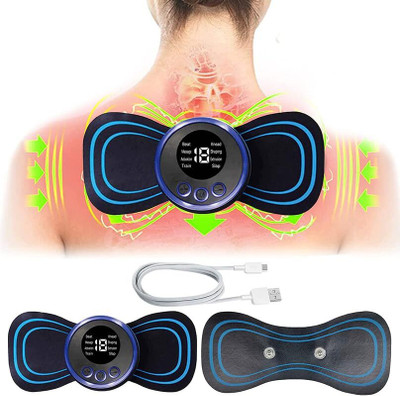 ALORNIKA Mini Massage Machine butterfly mini massager portable rechargeable full body with 8 Modes and 19 Strength Levels Rechargeable Pain Relief EMS Massage Massager(Black)