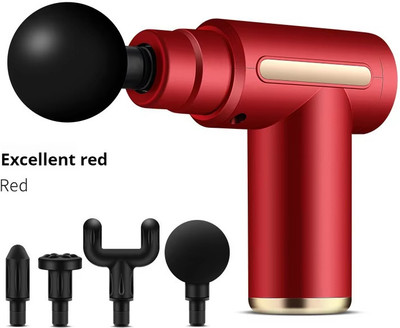 SOBO Powerful Full Body Massager Gun For Deep Tissue Pain Relief With 4 Massager Head , 6 Speed Setting, Powerful Battery, Percussion Mini Massage Machine Gun Massager(Red)