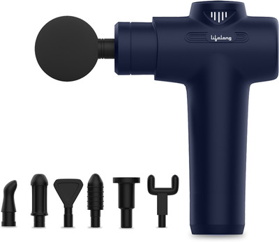 Lifelong LLGM117 Gun with 7 heads | 6 intensity speed levels Massager(Blue)