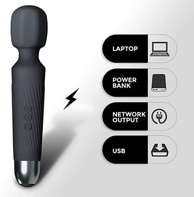 KTOSTON Machine For Women & Men | Flexible Neck,Quite & Powerful Motor-20 pattern Vibration & 8 speeds Extra Long Battery Massager(Black)