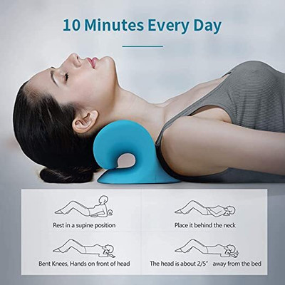 Coozico Neck and Shoulder Relaxer, Cervical Traction Device for TMJ Pain Cervical Pillow(Blue)