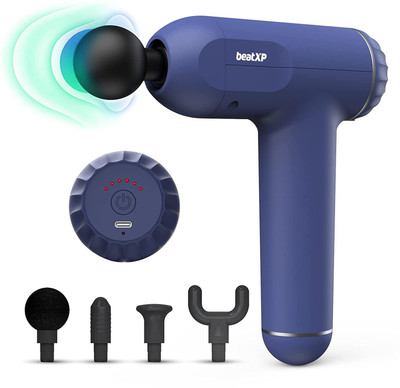 BeatXP Bolt Cordless Battery Powered Deep Tissue Massage Gun With 4 Attachments, 6 Intensity Levels & Long Battery Life, Full Body Pain Relief (Royal Blue) Massager  (Blue) For Rs. 1169 @ 77 %