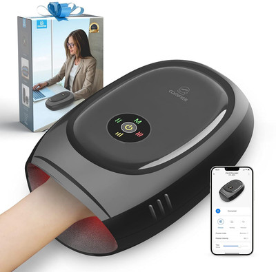 Comfier Smart Hand Massager Machine APP Control,Hand Massage with Heat and Compression,,3 Heat Levels&3 Intensities Massager(Black)