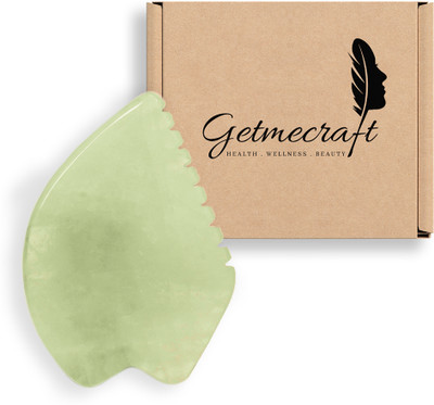 Getmecraft Green Jade Leaf Shape Gua Sha Facial Massage tool with Teeth Shape Edges Massager For Face, Neck, Dark Circles and Under Eye Treatment Massager(Green)