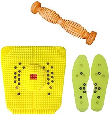 YKID massger033 Acupressure Tools Kit Combo With Bio-Magnetic Power Mat + Foot Roller Massager(Multicolor)