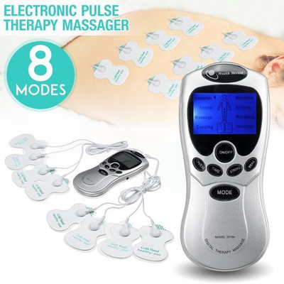 AGAM Digital Therapy Machine Electronic Pulse Massager Muscle Stimulator Tens, 8 Modes with 4 pads Massager(Grey)