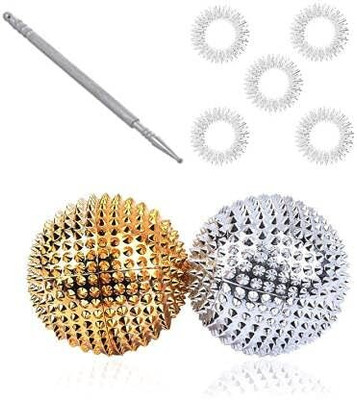 Acupunctoreum Acupressure Massager Tools Combo Kit With Ball Magnetic Set + Jimmy Pencil Steel + Finger Ring Massager(Multicolor)