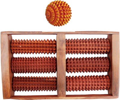 Cirise WOOD6ROLLERBAL Solid Wood Foot Feet Acupressure Pain Stress Relief 6 Roller Massager with Ball Massager(Brown)