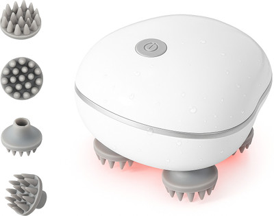 RiDiGo Head scalp Massager Electric Handheld Scalp,96 Silicon Kneading points with Datacable Massager(White)