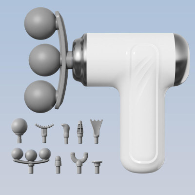 SOBO 3 Head Massage Gun for Full Body Pain Relief, 9 Massage Heads, 6 Speed Setting, 3 Times More Powerful, Percussion Full Body Massager, Massage Machine Gun Massager(White)