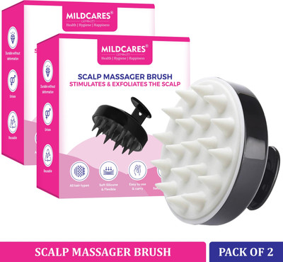 Mildcares Scalp Hair Growth & Dandruff Removal Hair Head Soft Silicone Scrubber Brush For Shampoo To Reduce Dandruff & Massager(Pack of 2)
