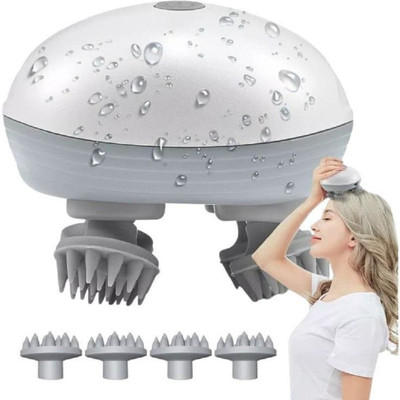 GRELLA Scalp Massager with 4 Massage Heads and 3 Speeds - Waterproof and Multicolor Scalp Massager with 4 Massage Heads and 3 Speeds - Waterproof and Multicolor Massager(Multicolor)