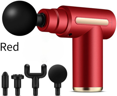SOBO Portable Massager Gun For Deep Tissue Pain Relief With 4 Massager Head, 6 Speed Setting, Lithium Ion Battery, Percussion Full Body Massage Machine Gun Massager(Red)