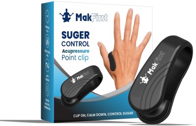 MakFirst Original PACK OF 2 Sugar Control Acupressure Clip Li4 for Diabetes LI4 Pressure Point Clip for Headache Migraine Tension Stress Relief Massager(Black)