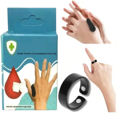 MARCRAZY 1 unit blood sugar control magnetic ring with 1 unit acupressure clip Massager to relieve Migrane, Stress and control Blood Sugar Levels and Reduce Diabetes Massager(Multicolor)