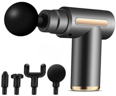 SOBO Mini Massager Gun For Deep Tissue Pain Relief With Powerful Battery With 4 Massager Head, 6 Speed Setting, Percussion Full Body Massage Machine Gun Massager(Silver, Black)