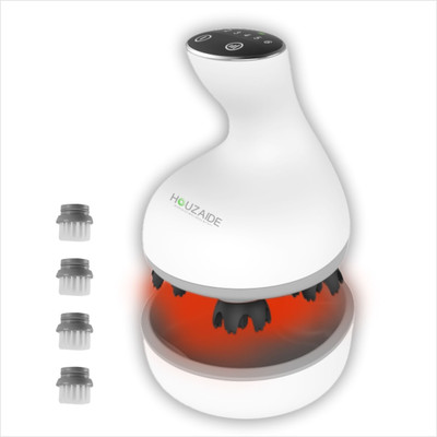 HOUZAIDE WORLD OF WELLNESS & CARE HA104 Smart Electric Scalp Massager for Hair Growth | EMS & Red Light Therapy Massager(White)