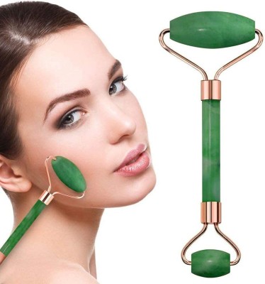 Fikup Jade Roller Green Facial Skin Massager Stone for Face, Neck, Toning, Firming, Serum Application Massager(Green)