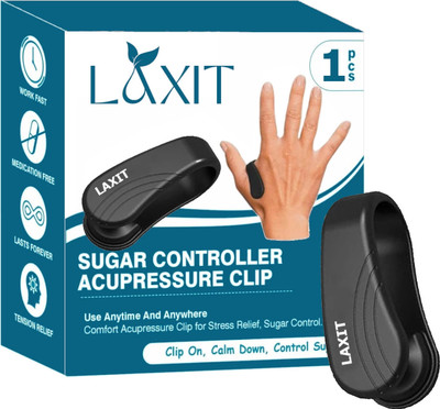 LAXIT Sugar Control Acupressure Clip for Diabetics Blood Sugar Control LI4 Pressure Point Clip for Migraine Headache Stress Relief Tension Massager(Black)