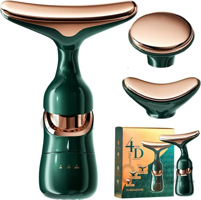 BEMALL 3-in-1 Electric Facial and Neck Massager - Anti-Wrinkle & Anti-Aging Device with Vibration Massage Modes - Smoothing Tool for Glowing Skin Massager(Green, Multicolor)