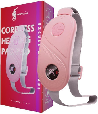 Feemie Cordless Heating Pad Periods Cramps Relief Machine 3-Temp. & 3-Massage Mode Massager(Pink pro1)
