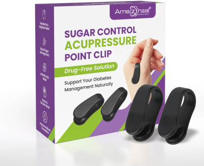 Amazheal Pack of 2 Sugar Control Acupressure Clip for Diabetics Blood Sugar Control LI4 Pressure Point Clip for Headache Migraine Tension Stress Relief Massager(Black)