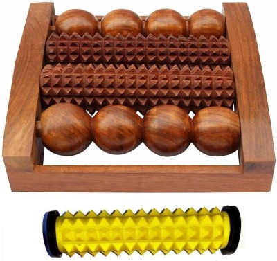 Geetastik GA-04500 Sheesham wood 4 roller massager with prymedical hand roller Massager(Brown)