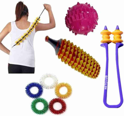 INSTADEALS Accupressure Combo Pack of 8 Items | Magic Massager Pack of 1 Wooden Karela Roller Pack of 1 SuJok Ring Pack of 5 | Sujok Ball Pack of 1 Massager(Multicolor)