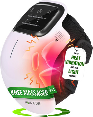 HOUZAIDE WORLD OF WELLNESS & CARE HA201-1 Knee Massager for Joint Pain Relief 3 Levels Heat Vibration & Red Light Therapy Massager(White)