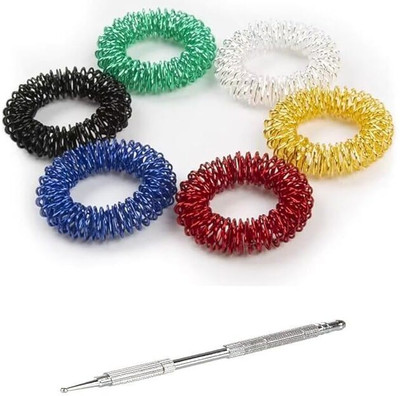 Acupunctoreum 5 In 1 Jimmy With 6 Rings Multi Probe Manual Therapeutic Stick For Neuropathy Massager(Multicolor)
