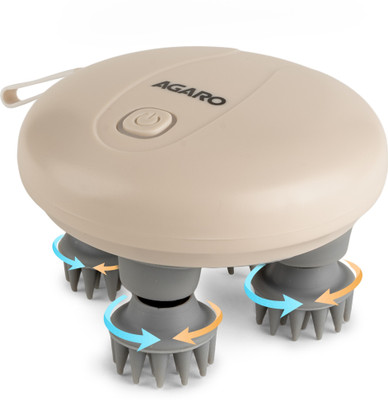 AGARO Regency Scalp Massager, Rechargeable Electric HeadKneading Massager, 3 SpeedMode Handheld Portable Head Scratcher Massager for Hair Growth, Deep Stress Relax Massager(White)