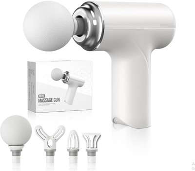 SOBO Portable Massager Gun For Deep Tissue Pain Relief With Powerful Battery With 4 Massager Head, 6 Speed Setting, Percussion Full Body Massage Machine Gun Massager(White)