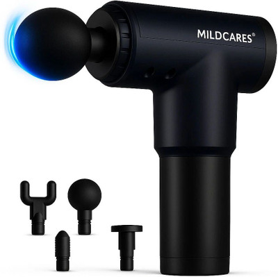Mildcares KH-320 Full Body Massager Gun for Pain Relief | Deep Tissue Therapy | 6-Speed Settings, 4 Heads, Rechargeable Silent Motor – Electric Massager for Pain Relief Massager(Black)