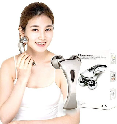 new sparsh 3D MASSGER 163 Jash 3D Y Shape Aluminium Microcurrent Face Platinum Roller Massager Massager(Silver)