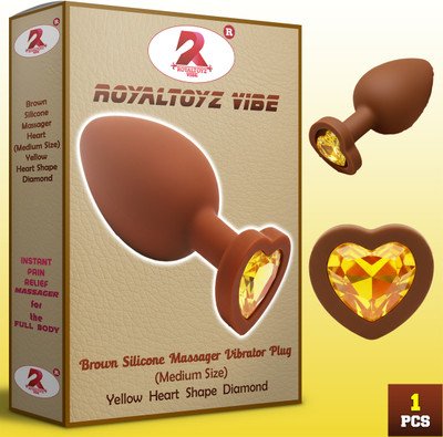 ROYALTOYZVIBE Brown Silicone (Medium Size) Plug Massager Vibrator For Men & Women Full Body Point Massager Vibrator | 1pc Heart Shape Diamond for Male & Female Massager(Brown)