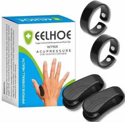 WYNX Complete Healing Set – 2 Rings & 2 Clips for Migraine Relief, BP Stability & Sugar Management Massager(Black)